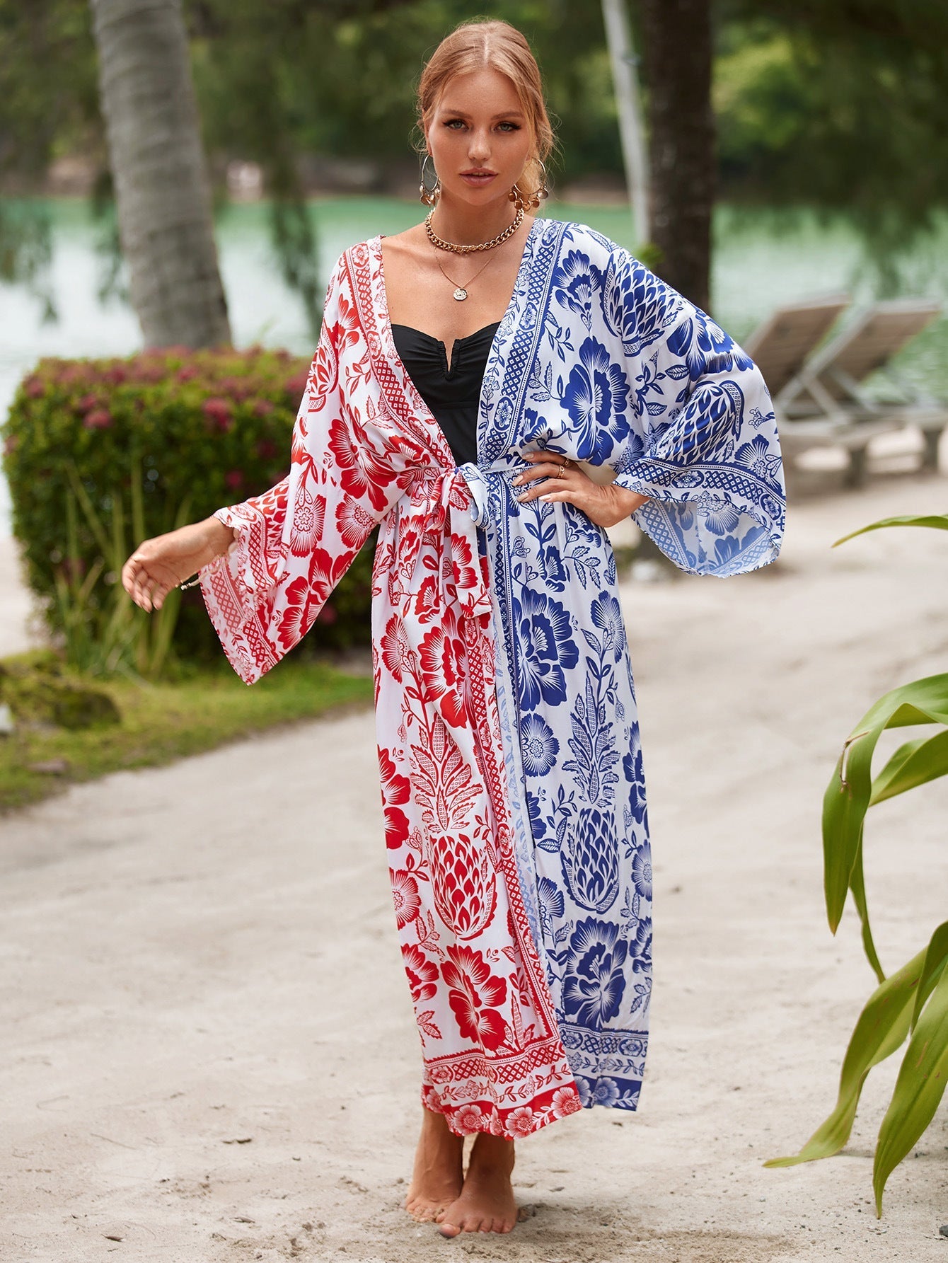Printed Beach Jacket Sexy Sun Protection Cardigan Holiday Bikini Cover up Blouse Women Bella Mia